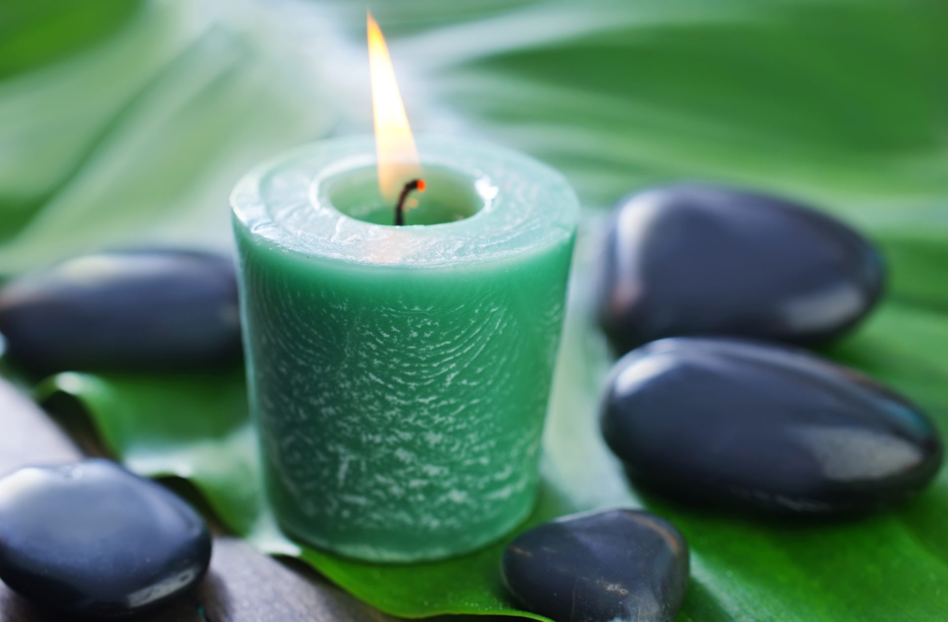 candle and stones